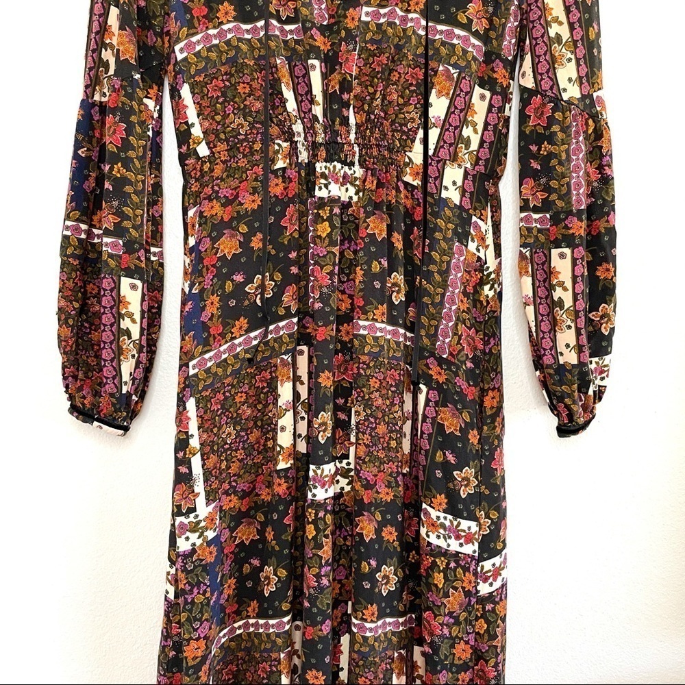 Zara Patchwork Floral Boho Peasant Midi Dress MulticolorXS - Picture 7 of 16